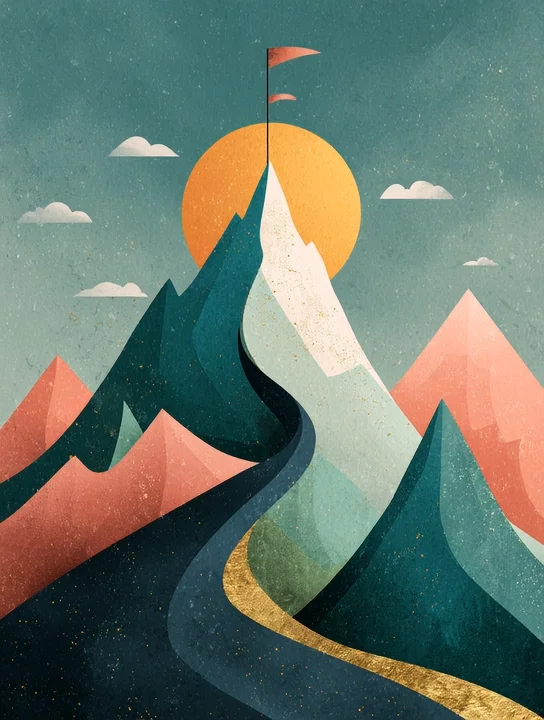 Summit flag at sunrise congratulations group card design
