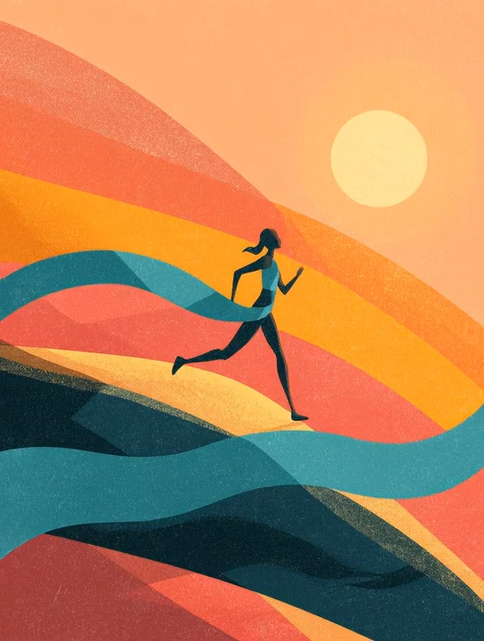 Runner at the finish ribbon congratulations group card design