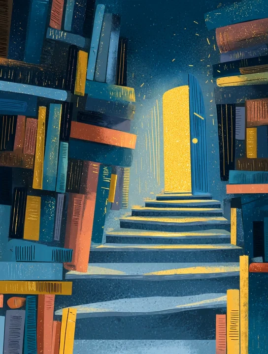 Staircase of books congratulations group card design