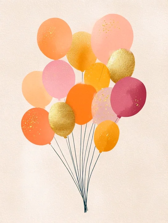 Balloon bouquet rising birthday group card design