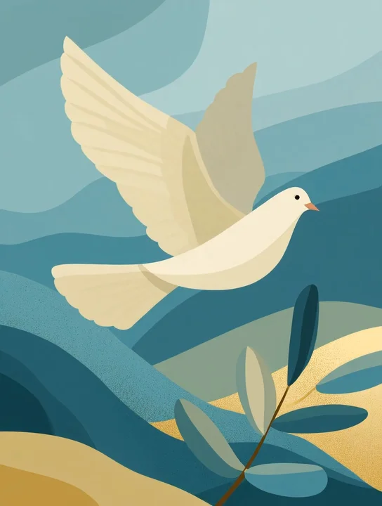 Dove with an olive branch sympathy group card design