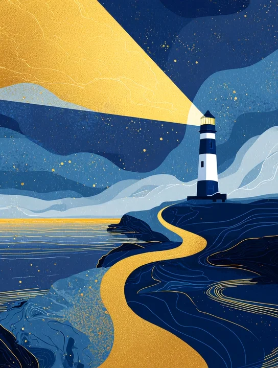Lighthouse beam graduation group card design