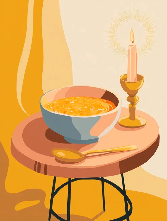 Soup and candle get well group card design