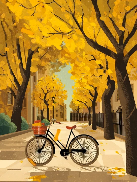 Campus lane in autumn gold graduation group card design
