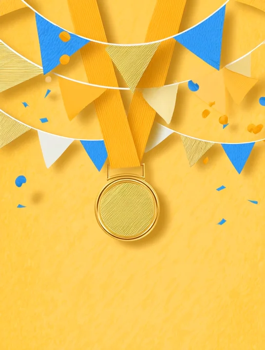 Medal and bunting congratulations group card design