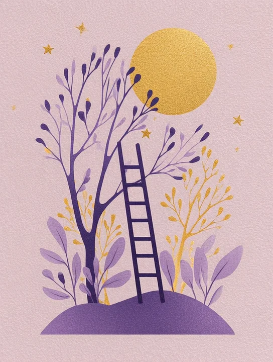 Ladder to a paper moon farewell group card design
