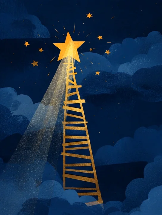 Ladder to a golden star congratulations group card design
