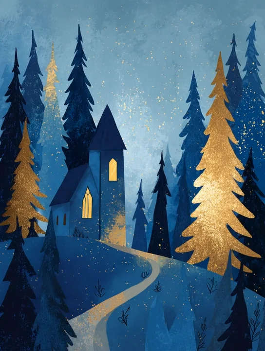 Chapel among the pines sympathy group card design