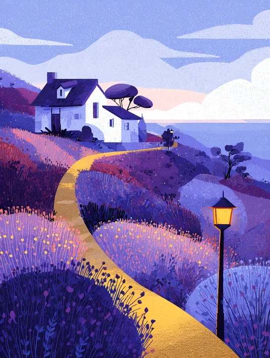 Lantern path to the cottage get well group card design