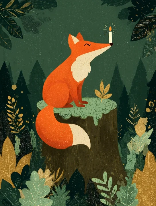 Fox and the birthday candle birthday group card design