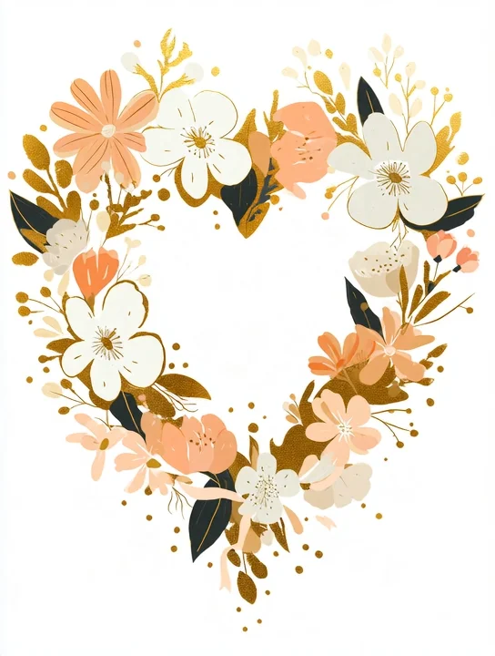 Heart wreath of flowers anniversary group card design