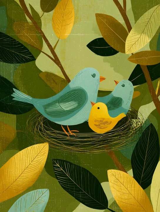 Bird nest with chicks appreciation group card design