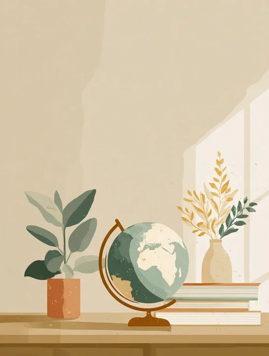 Globe and a small plant appreciation group card design