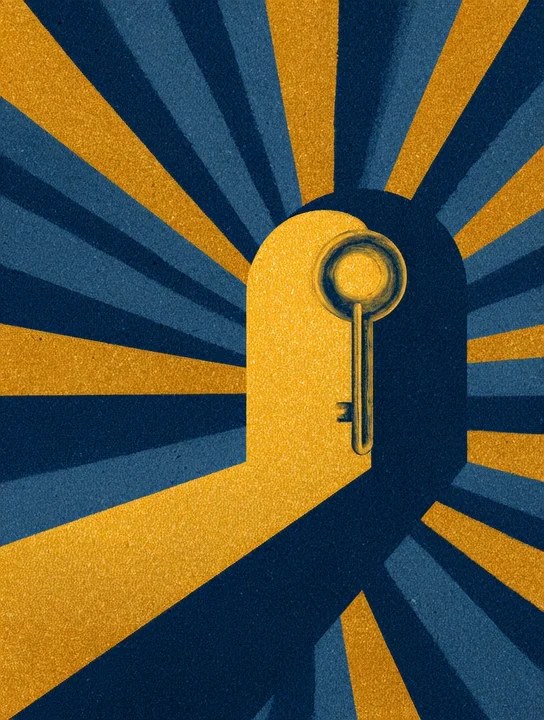 Golden key in the keyhole congratulations group card design