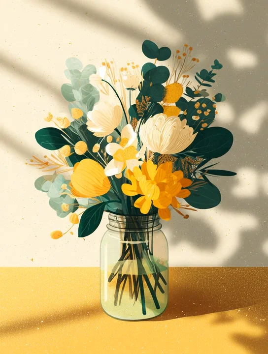 Bouquet in a jar farewell group card design
