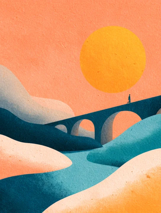Sunrise over the bridge graduation group card design