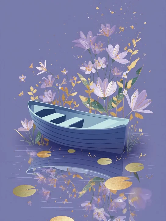 Boat of flowers farewell group card design