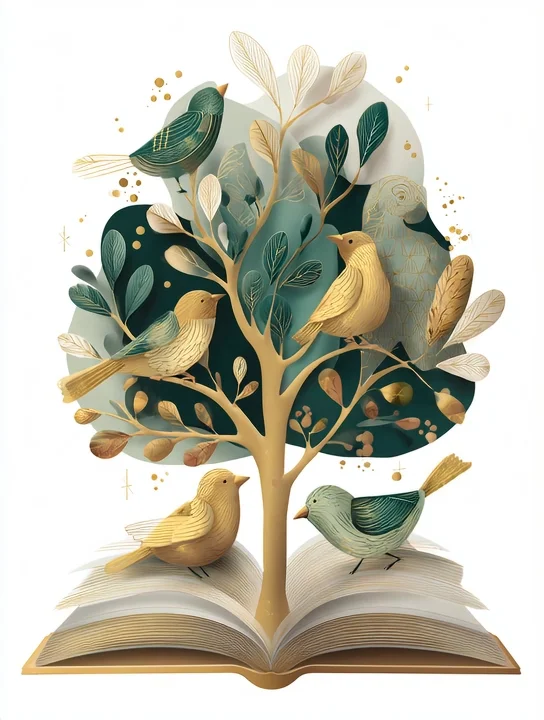 Tree growing from a book appreciation group card design