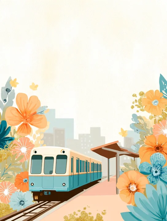 Train into the flower station welcome group card design