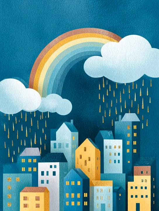 Rainbow after the rain get well group card design
