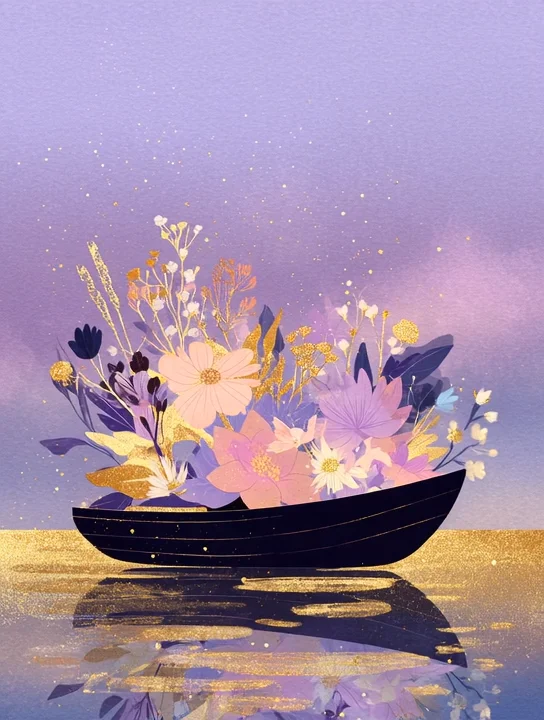 Rowboat of flowers boss's day group card design