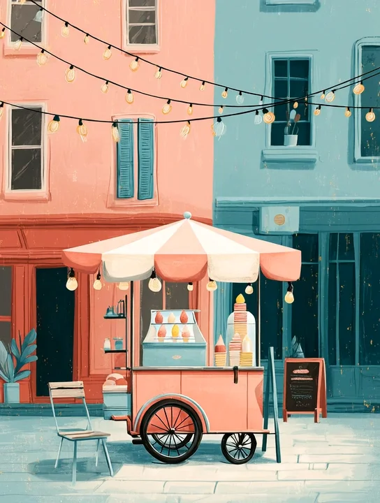 Ice cream cart farewell group card design