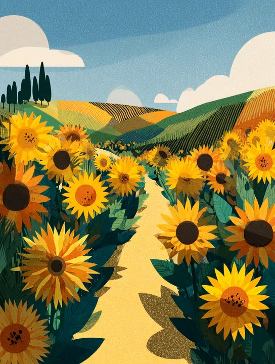 Sunflower path farewell group card design