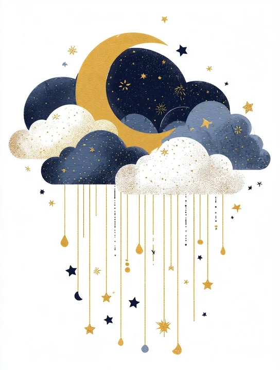 Moon and falling stars new baby group card design