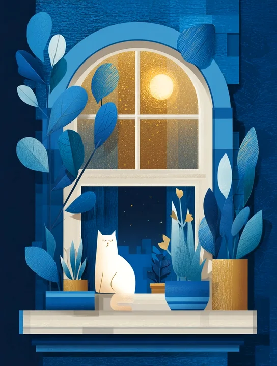 Nightlight at the window new baby group card design