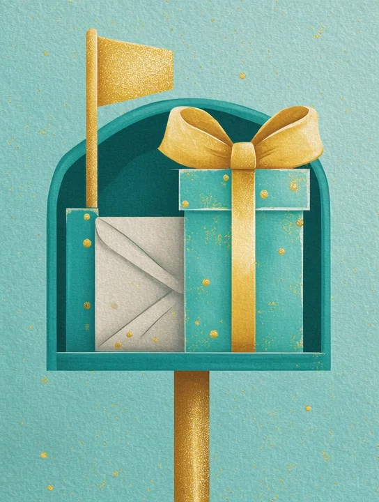 Parcel in the mailbox boss's day group card design