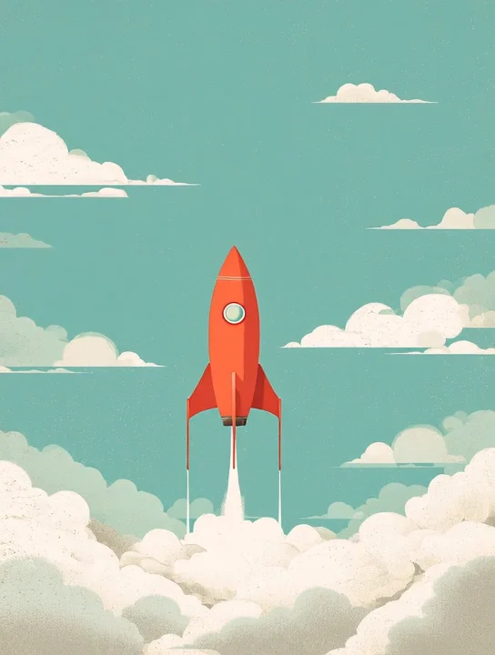 Rocket launch congratulations group card design
