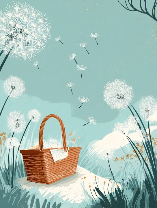Dandelion picnic farewell group card design