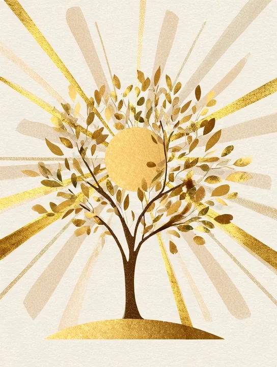 Golden tree sunburst congratulations group card design
