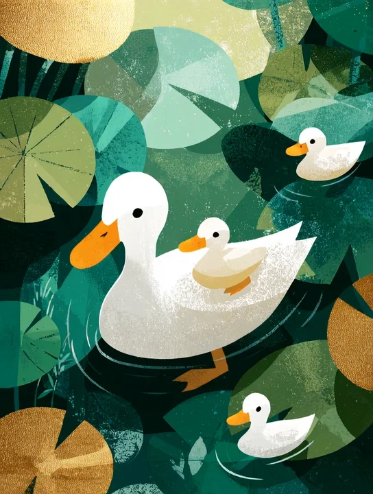 Duck family on the pond new baby group card design