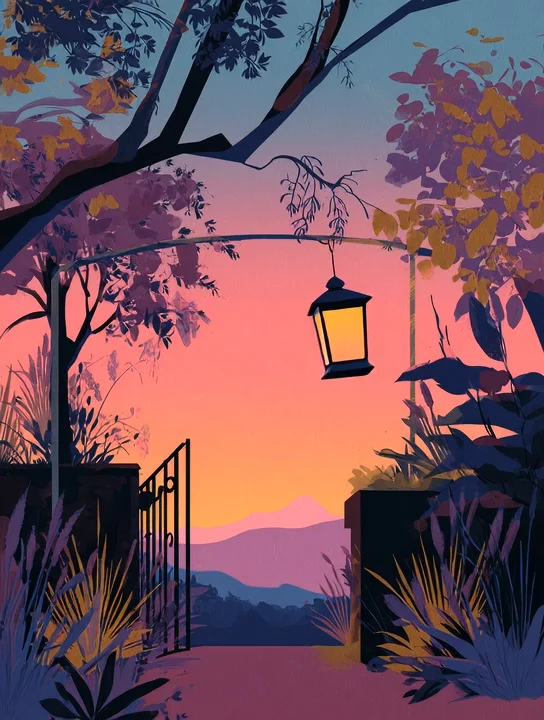 Lantern at the garden gate sympathy group card design