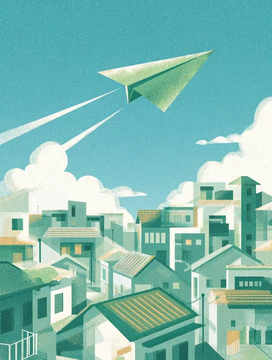 Paper airplane diploma graduation group card design