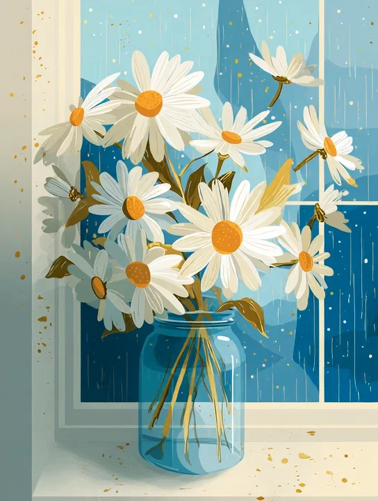 Daisies in the rain get well group card design