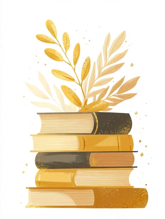 Golden books and laurel congratulations group card design