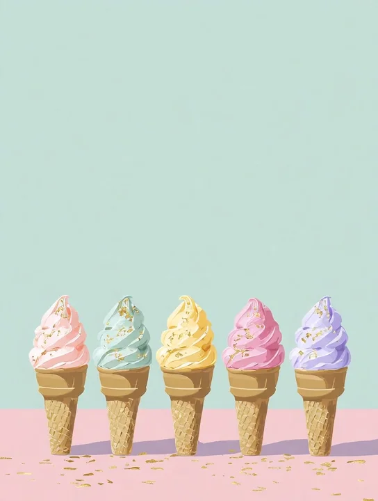 Pastel ice cream cones farewell group card design