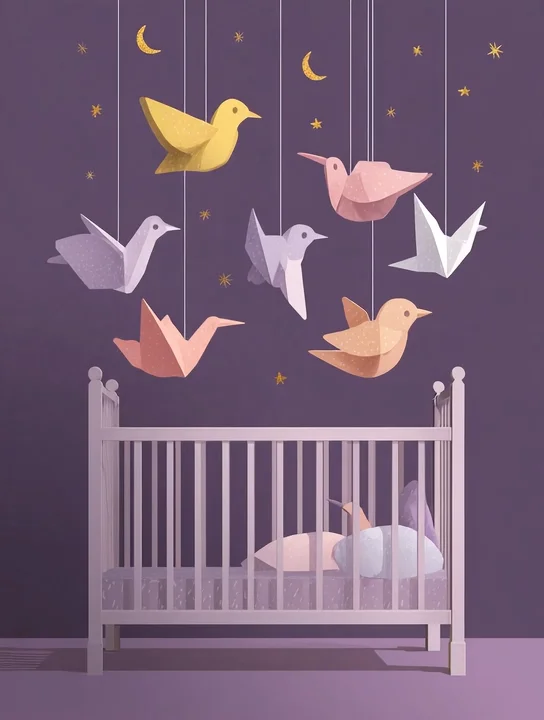 Paper bird mobile new baby group card design