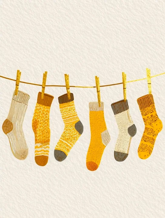 Tiny socks on the line new baby group card design