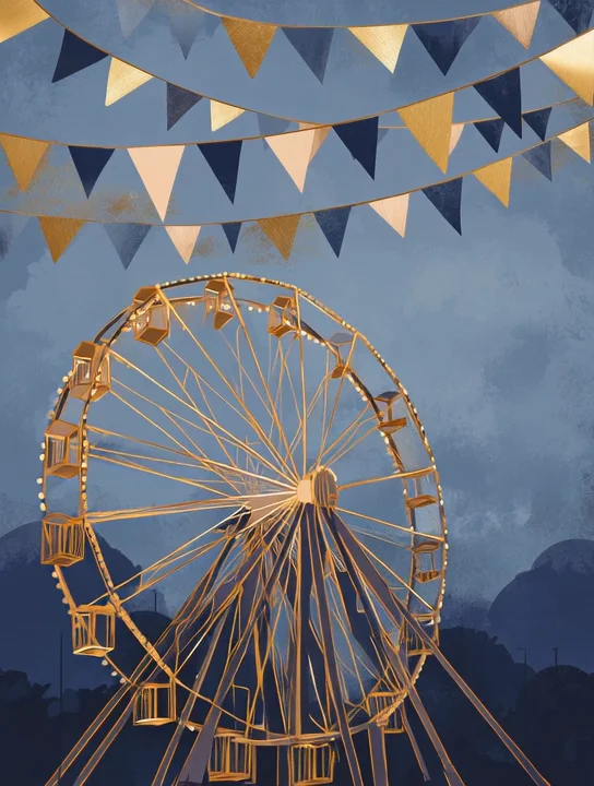 Ferris wheel at dusk birthday group card design