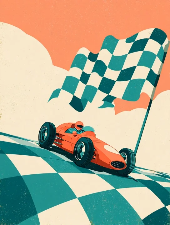 Checkered flag racer congratulations group card design