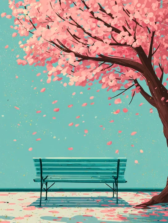 Bench under the blossoms sympathy group card design