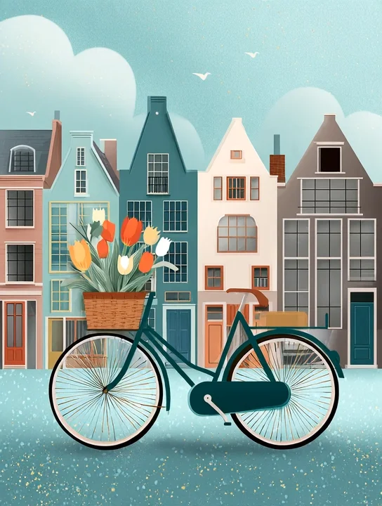 Tulip bicycle farewell group card design
