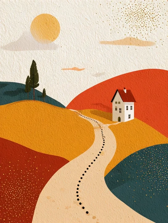 Map to a little house farewell group card design