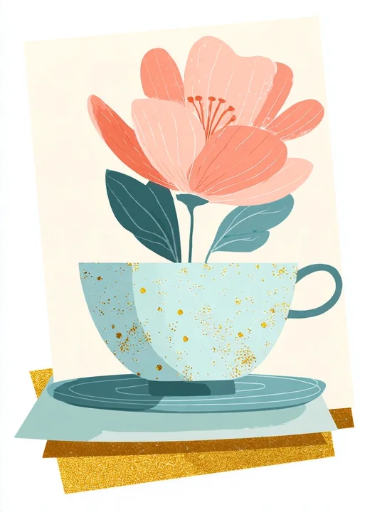 brown11684 a teacup and a flower on a stack of papers in mint af3103b3 5d6c 40e4 abf1 c3de8a7bb98c 1 appreciation group card design