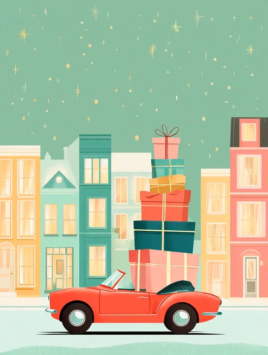 Gift car in town birthday group card design