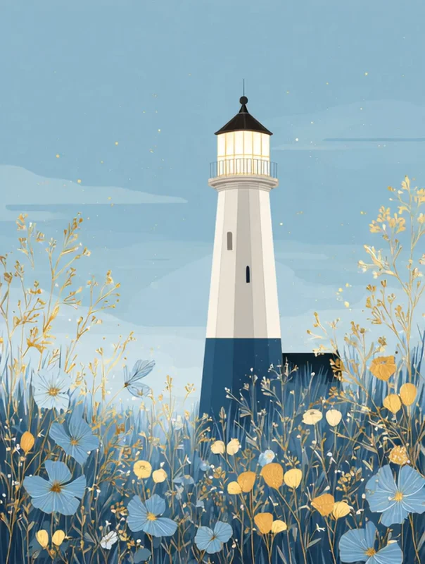 social brown11684 a lighthouse beside a field of wildflowers in sky 3b7ea3e9 bf3a 4c3e aa15 6a21c9985fed 1 farewell group card design
