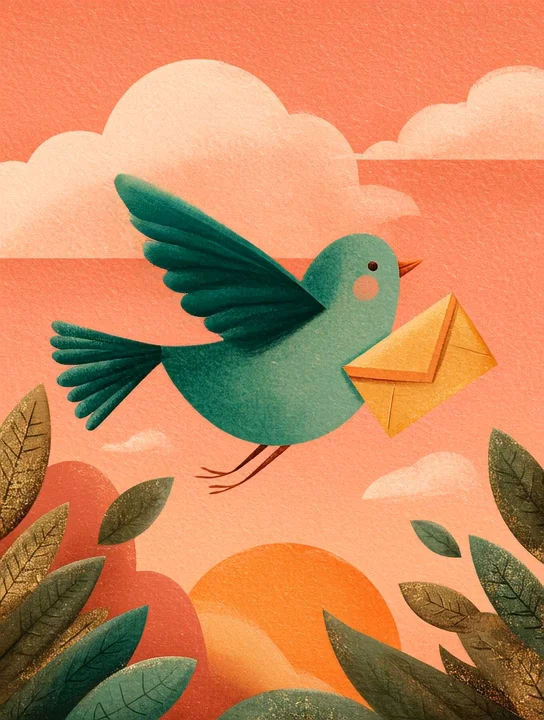 Bird with a letter sympathy group card design